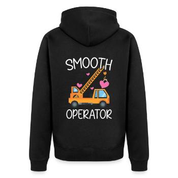 Smooth Operator Valentinstag Herztag Amor - Unisex Premium Bio Zip Hoodie - Schwarz - Hinten - Nico (187cm)