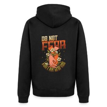 Do not be afraid, for I am with you. - Unisex Premium Organic Zip Hoodie - black - Back - Nico (187cm)