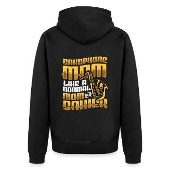 Saxophone Mom,Like A Normal Mom, But Saxier Band. - Unisex Premium Bio Zip Hoodie - Schwarz - Hinten - Nico (187cm)