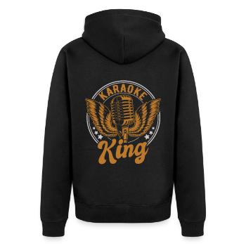 King Karaoke Bar, Party, Firmenfeier Männer Herren - Unisex Premium Bio Zip Hoodie - Schwarz - Hinten - Nico (187cm)