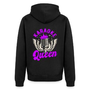 Queen Karaoke Bar, Party, Firmenfeier, Frauen - Unisex Premium Bio Zip Hoodie - Schwarz - Hinten - Nico (187cm)