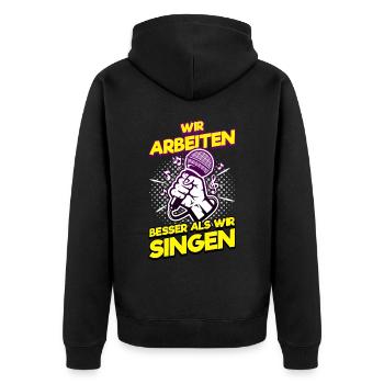 Queen Karaoke Bar, Party, Firmenfeier, Frauen - Unisex Premium Bio Zip Hoodie - Schwarz - Hinten - Nico (187cm)