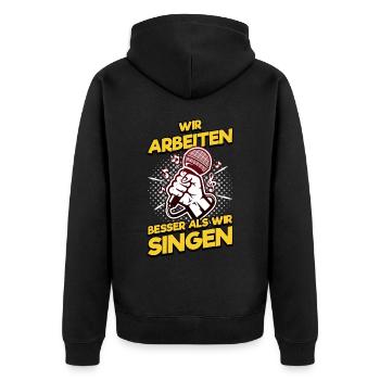 King Karaoke Bar, Party, Firmenfeier Männer Herren - Unisex Premium Bio Zip Hoodie - Schwarz - Hinten - Nico (187cm)