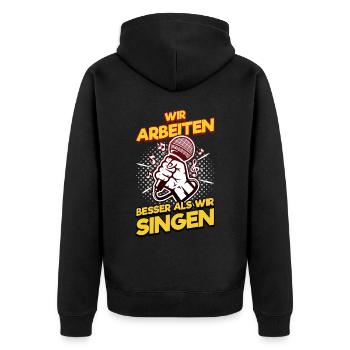 King Karaoke Bar, Party, Firmenfeier Männer Herren - Unisex Premium Bio Zip Hoodie - Schwarz - Hinten - Nico (187cm)
