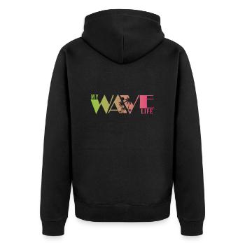 Wave Life Surfing Water Sports - Unisex Premium Organic Zip Hoodie - black - Back - Nico (187cm)