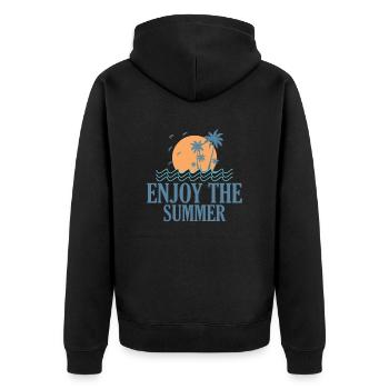 Enjoy the Summer surfen Wellenreiten - Unisex Premium Bio Zip Hoodie - Schwarz - Hinten - Nico (187cm)