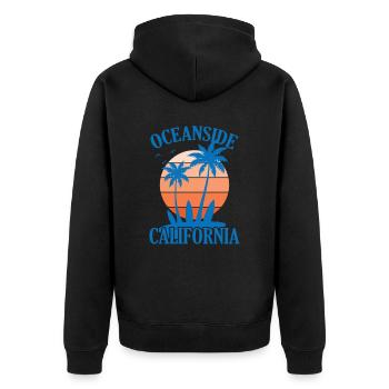 Oceanside California Surfing - Unisex Premium Organic Zip Hoodie - black - Back - Nico (187cm)