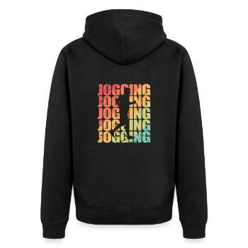 Jogging Racing Fitness Sports Running - Unisex Premium Organic Zip Hoodie - black - Back - Nico (187cm)