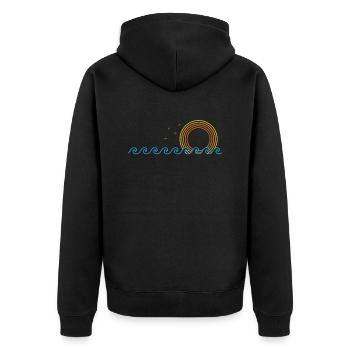 Waves and sun for surfing Surfing - Unisex Premium Organic Zip Hoodie - black - Back - Nico (187cm)