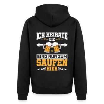 Poltern JGA Frauen Braut Junggesellenabschied - Unisex Premium Bio Zip Hoodie - Schwarz - Hinten - Nico (187cm)