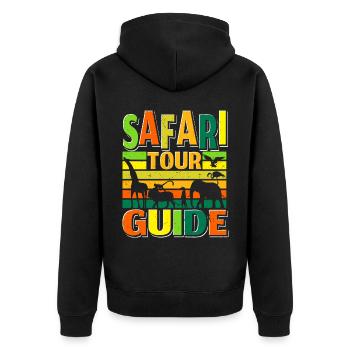 Safari Tour Guide - Unisex Premium Bio Zip Hoodie - Schwarz - Hinten - Nico (187cm)