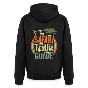 Safari Tour Guide - Unisex Premium Bio Zip Hoodie - Schwarz - Hinten - Nico (187cm)