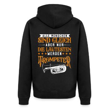 Trompeter Trompete Instrument Blechblasmusik - Unisex Premium Bio Zip Hoodie - Schwarz - Hinten - Nico (187cm)