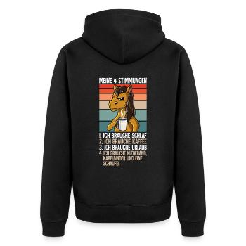 Meine 4 Stimmungen Kaffee Pferd - Unisex Premium Bio Zip Hoodie - Schwarz - Hinten - Nico (187cm)