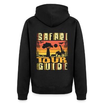 Safari Tour Guide - Unisex Premium Bio Zip Hoodie - Schwarz - Hinten - Nico (187cm)