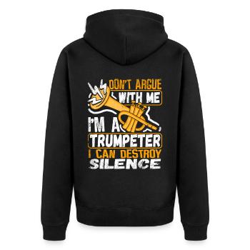 Trompeter Trompete Instrument Blechblasmusik - Unisex Premium Bio Zip Hoodie - Schwarz - Hinten - Nico (187cm)