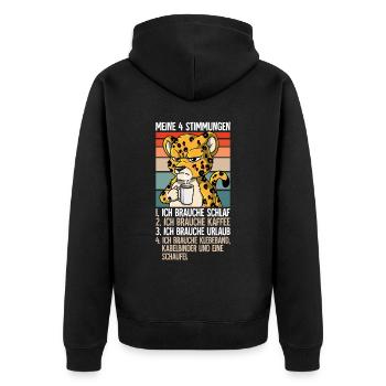 Meine 4 Stimmungen Kaffee Leopard - Unisex Premium Bio Zip Hoodie - Schwarz - Hinten - Nico (187cm)
