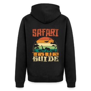 Safari Tour Guide - Unisex Premium Bio Zip Hoodie - Schwarz - Hinten - Nico (187cm)