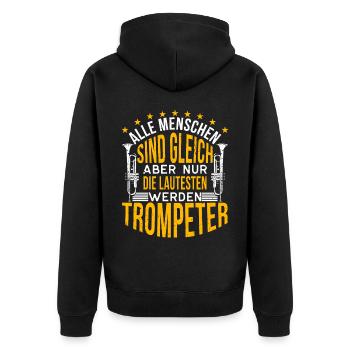 Trompeter Trompete Instrument Blechblasmusik - Unisex Premium Bio Zip Hoodie - Schwarz - Hinten - Nico (187cm)