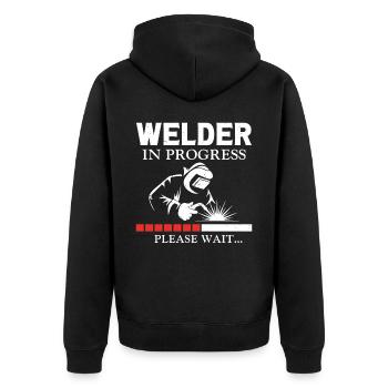Welder Welding Apprentice Vintage - Unisex Premium Bio Zip Hoodie - Schwarz - Hinten - Nico (187cm)