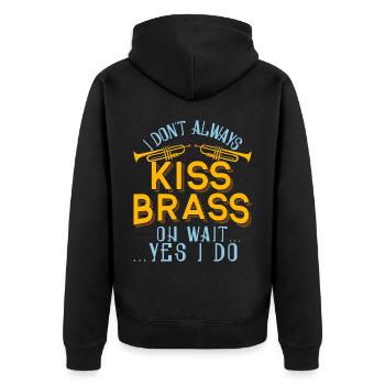 Trompeter Trompete Instrument Blechblasmusik - Unisex Premium Bio Zip Hoodie - Schwarz - Hinten - Nico (187cm)