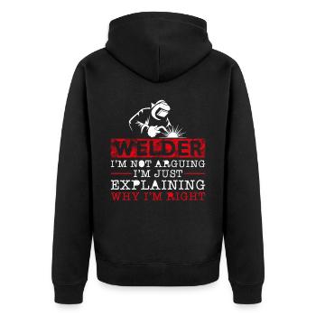 Welder Welding Vintage Welder I'm - Unisex Premium Bio Zip Hoodie - Schwarz - Hinten - Nico (187cm)
