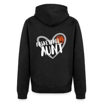 Basketball Geschenk für Basketballspieler - Unisex Premium Bio Zip Hoodie - Schwarz - Hinten - Nico (187cm)
