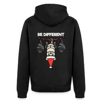 Be Different Wolf Fledermaus Weihnachtsmann - Unisex Premium Bio Zip Hoodie - Schwarz - Hinten - Nico (187cm)
