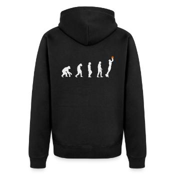 Basketball Geschenk für Basketballspieler - Unisex Premium Bio Zip Hoodie - Schwarz - Hinten - Nico (187cm)