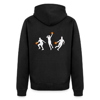 Basketball Geschenk für Basketballspieler - Unisex Premium Bio Zip Hoodie - Schwarz - Hinten - Nico (187cm)