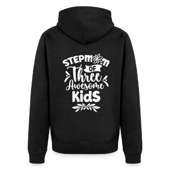 Stepmother of three great children - Unisex Premium Organic Zip Hoodie - black - Back - Nico (187cm)