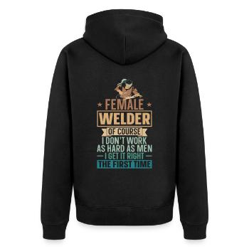 Soudeur Soudeur Vintage Femelle - Veste à capuche bio Premium Unisexe - noir - Dos - Nico (187cm)