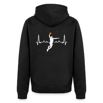 Basketball Geschenk für Basketballspieler - Unisex Premium Bio Zip Hoodie - Schwarz - Hinten - Nico (187cm)