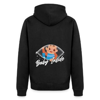 Baby Inside Baby Inside Pregnant Announcement - Unisex Premium Organic Zip Hoodie - black - Back - Nico (187cm)