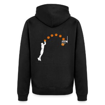 Basketball Geschenk für Basketballspieler - Unisex Premium Bio Zip Hoodie - Schwarz - Hinten - Nico (187cm)