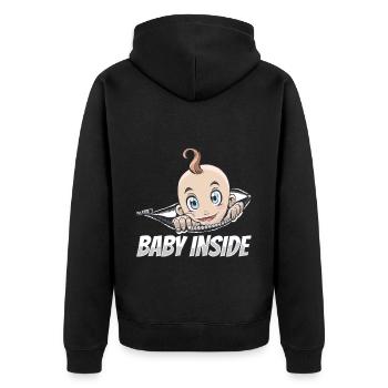 Baby Inside Pregnant Announcement Baby Inside - Unisex Premium Organic Zip Hoodie - black - Back - Nico (187cm)