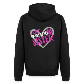 Basketball Geschenk für Basketballspieler - Unisex Premium Bio Zip Hoodie - Schwarz - Hinten - Nico (187cm)