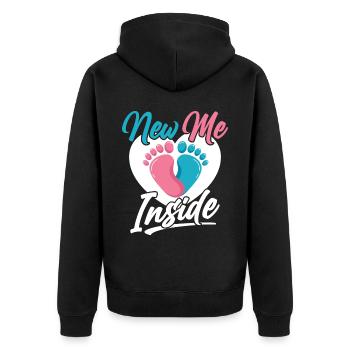 The New Me Inside Pregnant Baby Inside Cute - Unisex Premium Organic Zip Hoodie - black - Back - Nico (187cm)