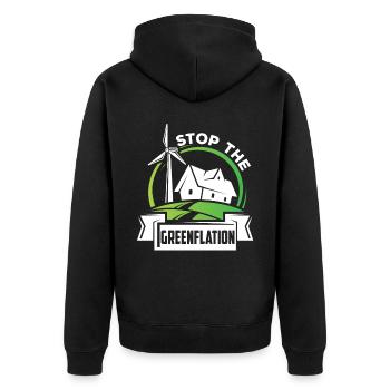 Stop Greenflation Inflation Énergie verte - Veste à capuche bio Premium Unisexe - noir - Dos - Nico (187cm)