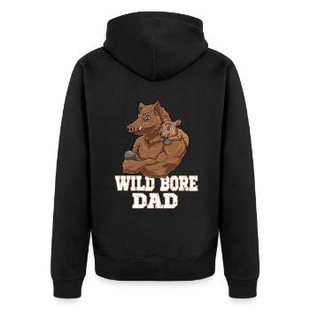 Wildschwein Vatertag Papa Vater und Baby - Unisex Premium Bio Zip Hoodie - Schwarz - Hinten - Nico (187cm)