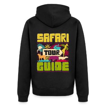 Safari Tour Guide - Unisex Premium Bio Zip Hoodie - Schwarz - Hinten - Nico (187cm)