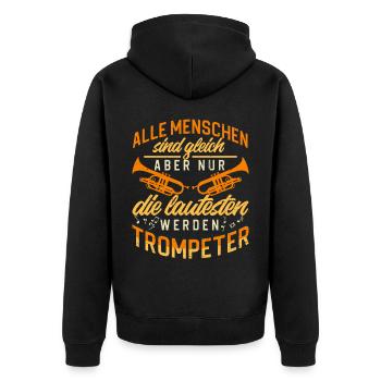 Trompeter Trompete Instrument Blechblasmusik - Unisex Premium Bio Zip Hoodie - Schwarz - Hinten - Nico (187cm)