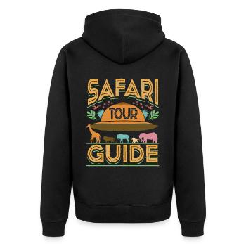 Safari Tour Guide - Unisex Premium Bio Zip Hoodie - Schwarz - Hinten - Nico (187cm)
