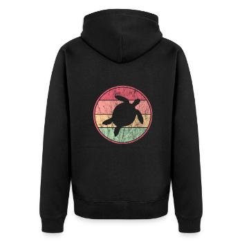 Turtle - Unisex Premium Organic Zip Hoodie - black - Back - Nico (187cm)