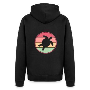 Schildkröte Turtle Meer Meeresbewohner Geschenk - Unisex Premium Bio Zip Hoodie - Schwarz - Hinten - Nico (187cm)
