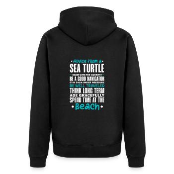 Schildkröte Turtle Meer Meeresbewohner Geschenk - Unisex Premium Bio Zip Hoodie - Schwarz - Hinten - Nico (187cm)