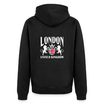 Londres Royaume-Uni Royaume-Uni Angleterre Cadeau - Veste à capuche bio Premium Unisexe - noir - Dos - Nico (187cm)