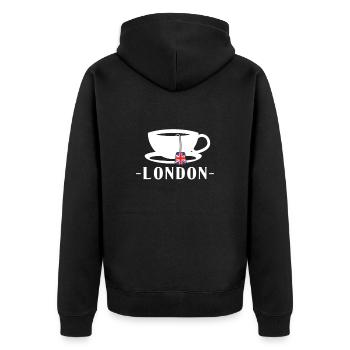 Londres Royaume-Uni Royaume-Uni Angleterre Cadeau - Veste à capuche bio Premium Unisexe - noir - Dos - Nico (187cm)