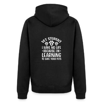 Tierarzt - Unisex Premium Bio Zip Hoodie - Schwarz - Hinten - Nico (187cm)