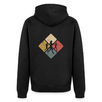 Running Jogging Racing Sports Fitness - Unisex Premium Organic Zip Hoodie - black - Back - Nico (187cm)